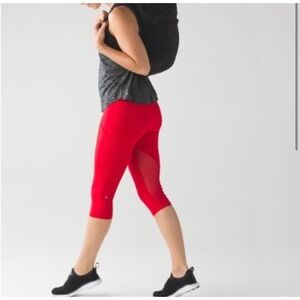 Lululemon Athletica Red Capri Leggings with Pockets High Rise Athletic